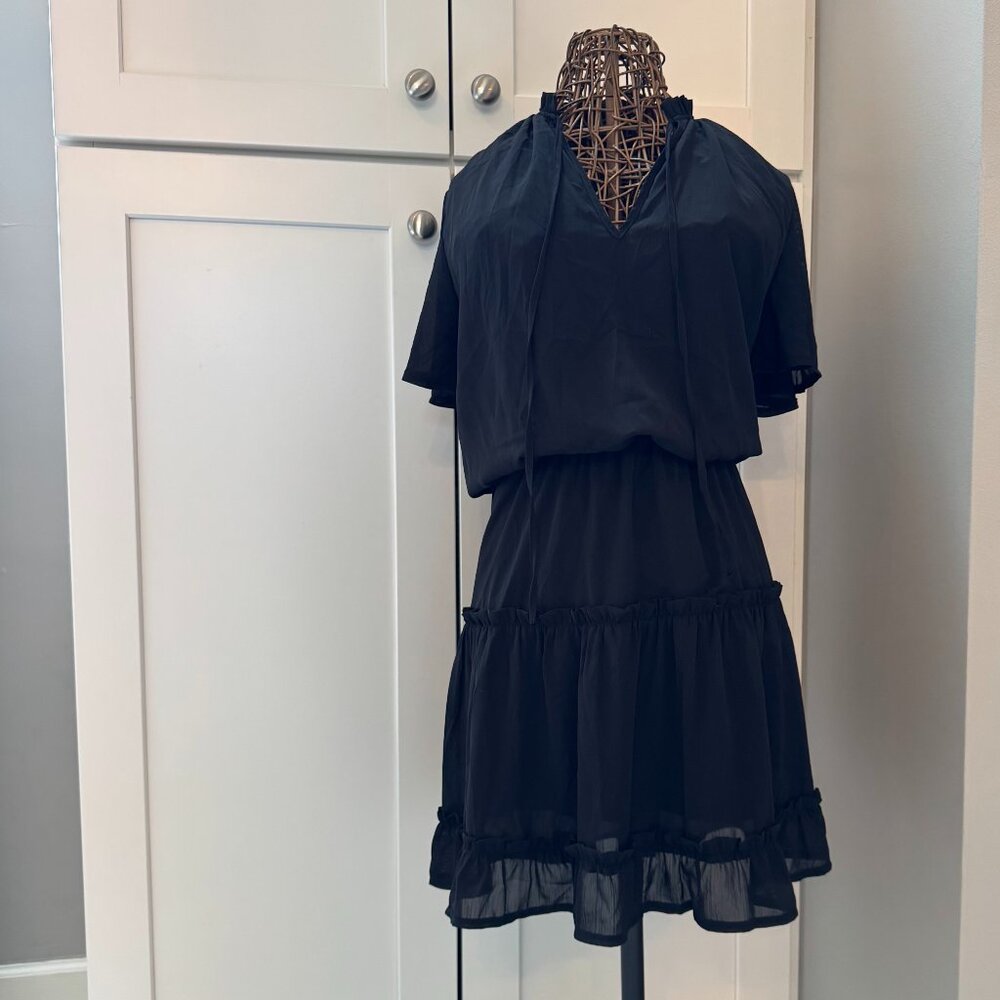 Dokotoo | Ruffle Chiffon Mini Dress | Black | Size XL